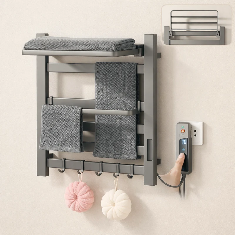 Sèche-serviette Électrique Noir Mat - Thermostat Tactile & Aluminium 304