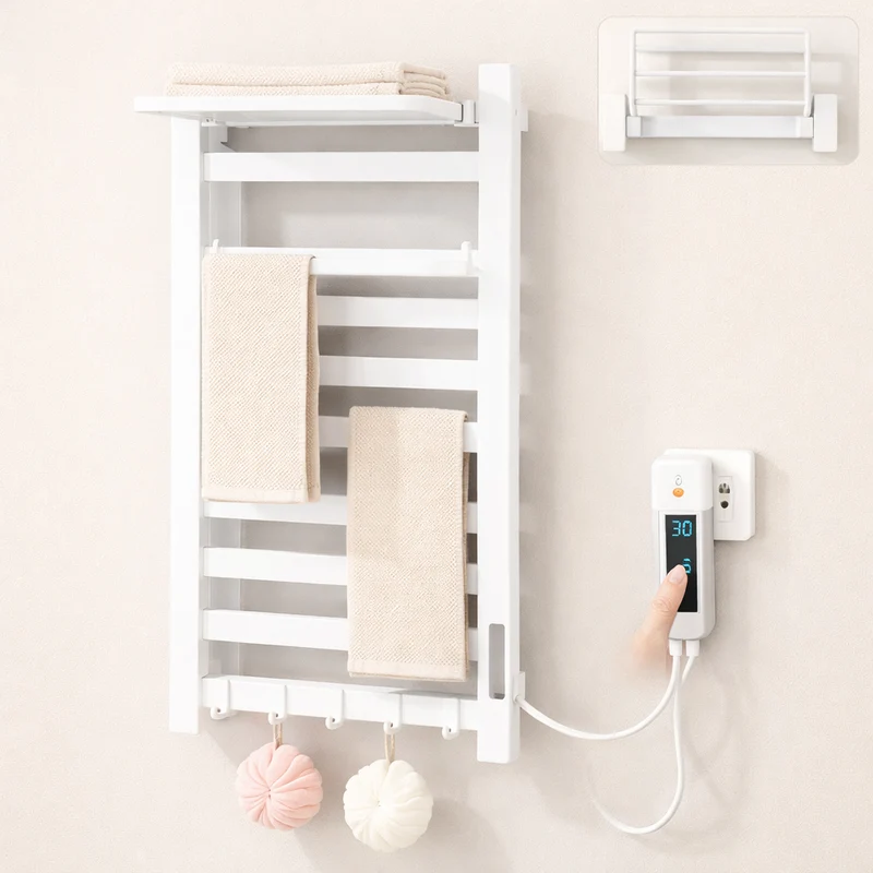 Sèche-serviette Électrique Noir Mat - Thermostat Tactile & Aluminium 304