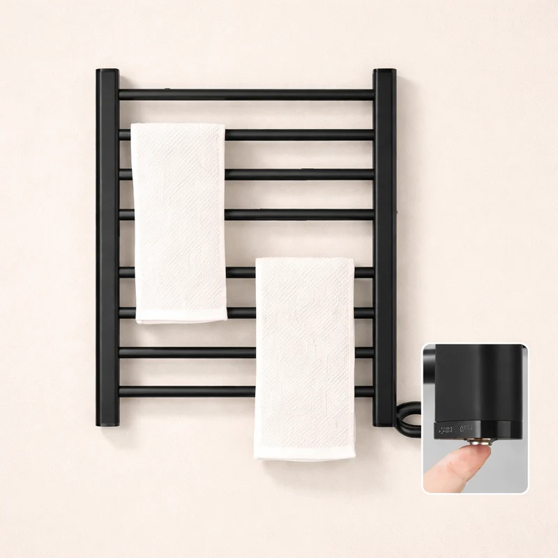 Sèche-serviette Électrique Noir Mat - Thermostat Tactile & Aluminium 304