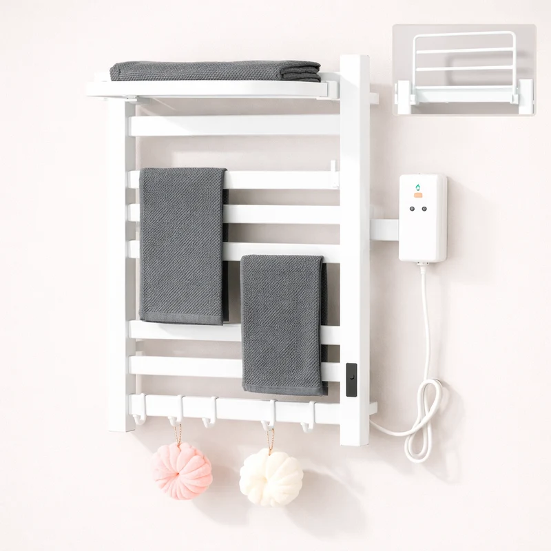 Sèche-serviette Électrique Noir Mat en Acier Inoxydable - Contrôle Tactile & Pliable