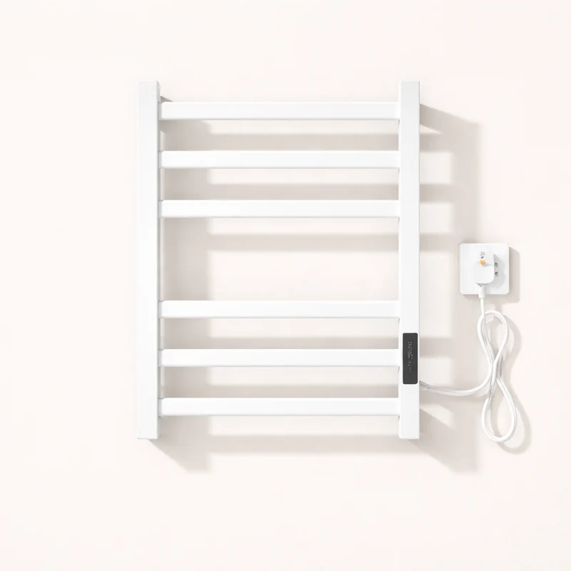 Sèche-serviettes Électrique Noir en Acier Inoxydable - Thermostat Tactile et Affichage Numérique