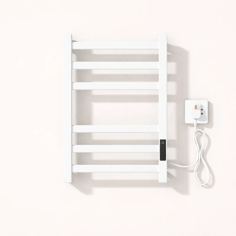 Sèche-serviettes Électrique Noir en Acier Inoxydable - Thermostat Tactile et Affichage Numérique