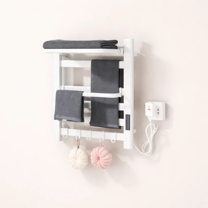 Sèche-serviettes Électrique Noir en Acier Inoxydable - Thermostat Tactile et Affichage Numérique