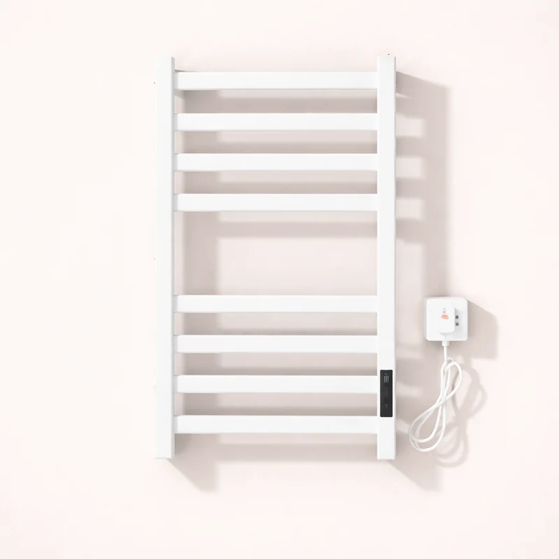Sèche-serviettes Électrique Noir en Acier Inoxydable - Thermostat Tactile et Affichage Numérique