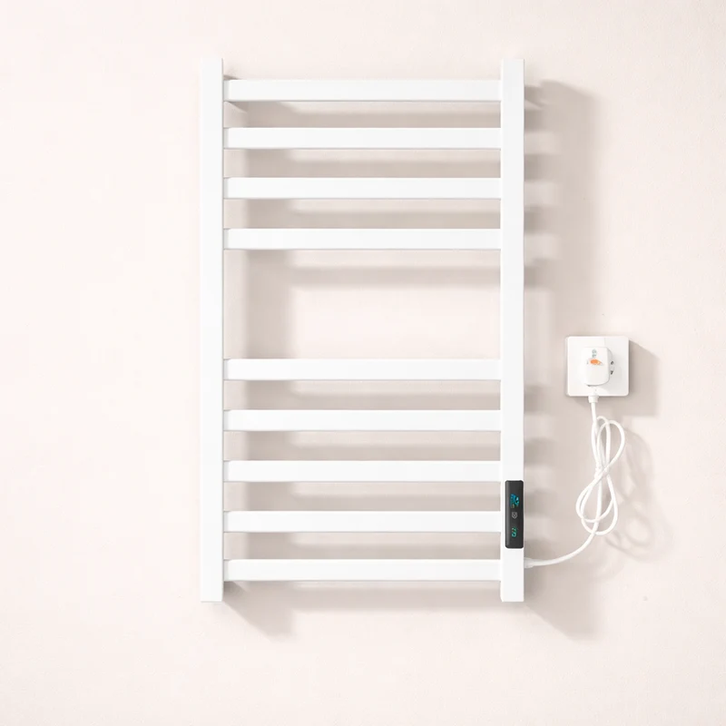 Sèche-serviettes Électrique Noir en Acier Inoxydable - Thermostat Tactile et Affichage Numérique