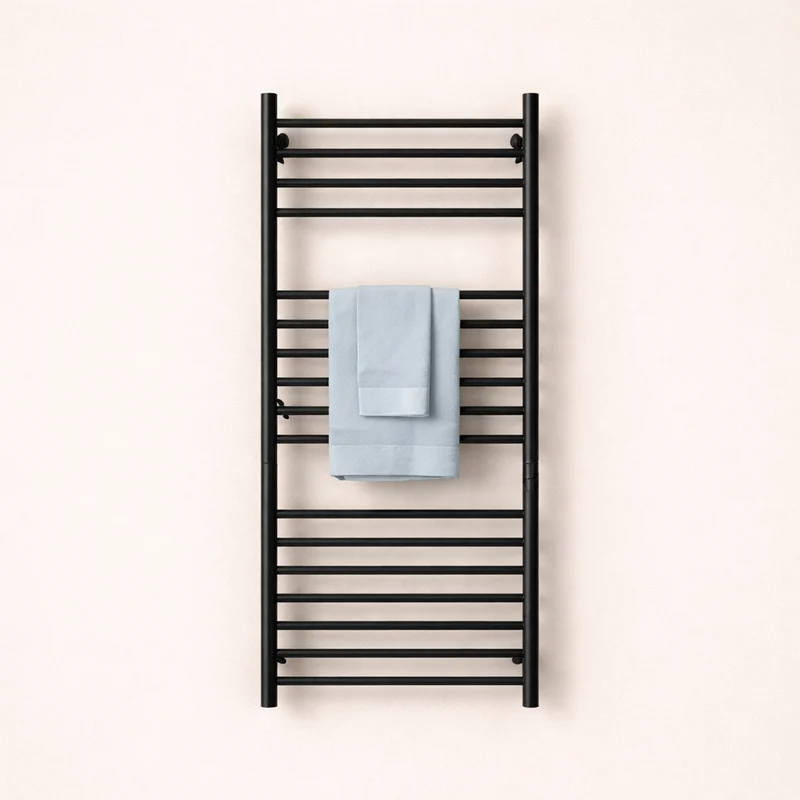 Porte-serviette Électrique Noir en Acier Inox - Thermostat Intelligent & Minuterie