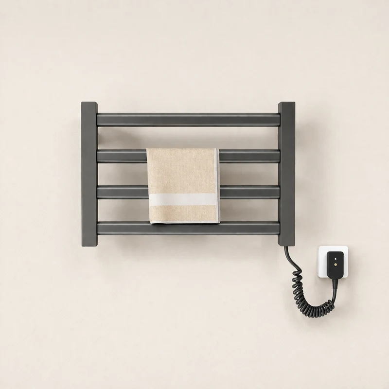 Porte-serviette chauffant électrique en aluminium – Séchage rapide & Installation sans perçage