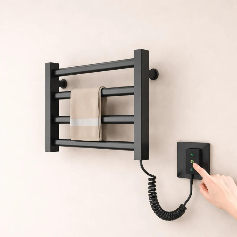 Porte-serviette chauffant électrique en aluminium – Séchage rapide & Installation sans perçage