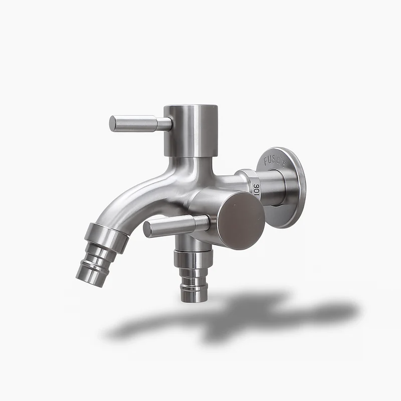 Robinet inoxydable 304 double sortie – Mural multifonction pour machine à laver et jardin