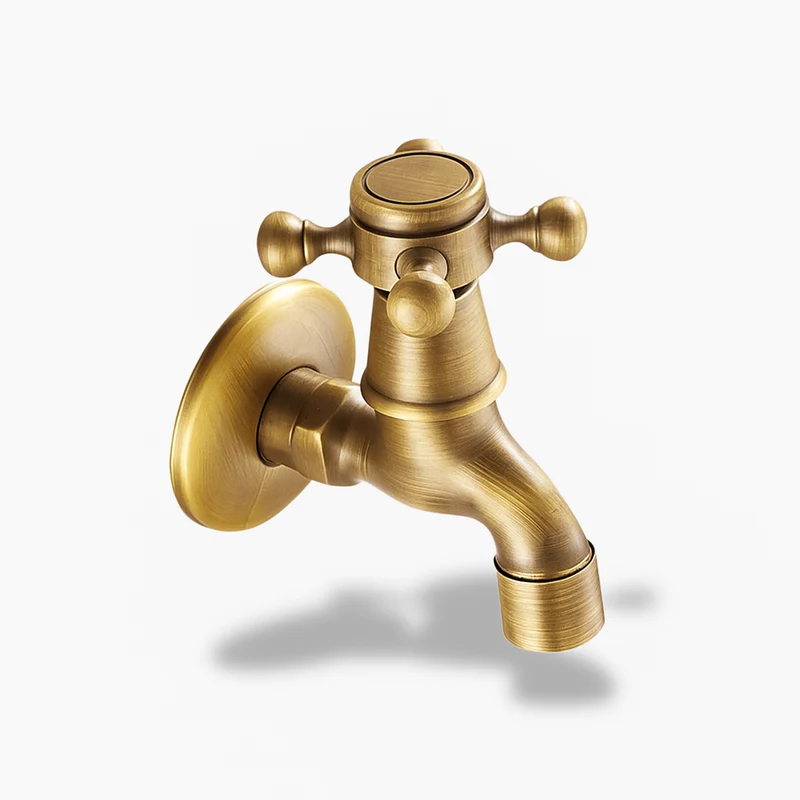 Robinet mural en laiton antique – Robinet de jardin, salle de bain ou machine à laver