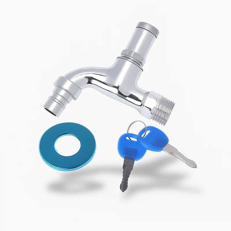 Robinet antivol G1/2" en laiton avec clé de verrouillage – Fixation murale