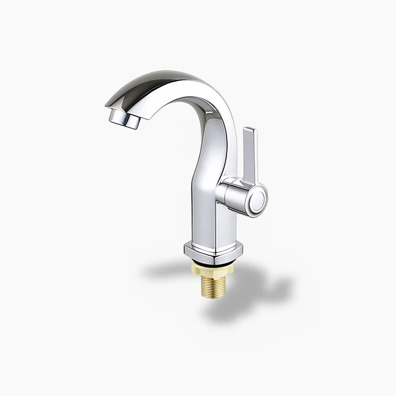 Robinet de lavabo mural – Bec carré en laiton, double trou, eau chaude et froide