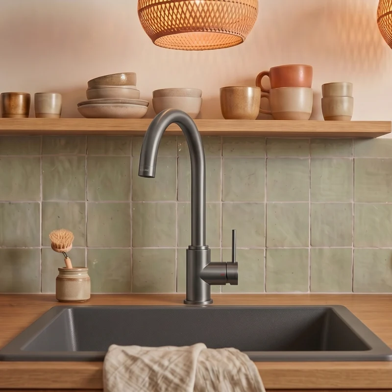 Robinet cuisine Luisina bec pivotant gris graphite RAPHAEL