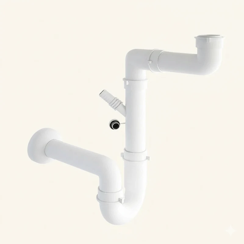 Siphon gain de place CUIPD706-A pour évier cuisine 1 bac - Siphon standard
