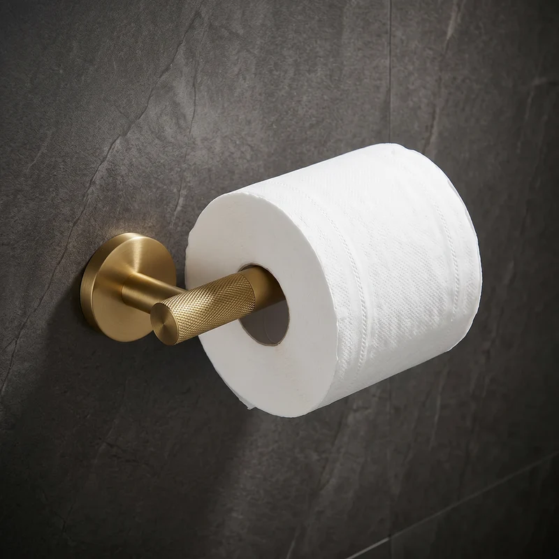 Porte-serviettes / papier WC or brossé strié