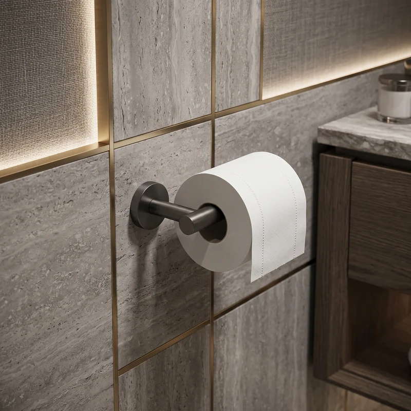 Porte-serviettes / papier WC gris brossé