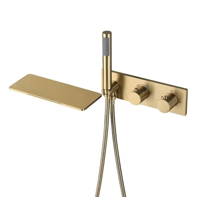 Mitigeur de bain thermostatique or brossé