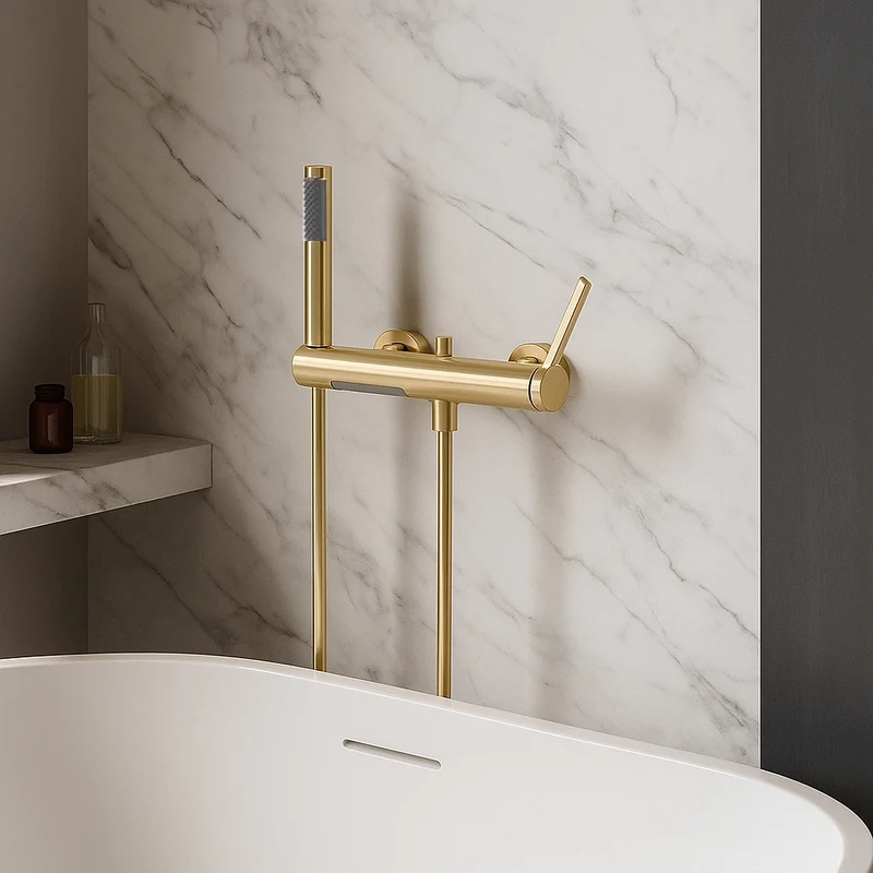 Mitigeur de bain or brossé