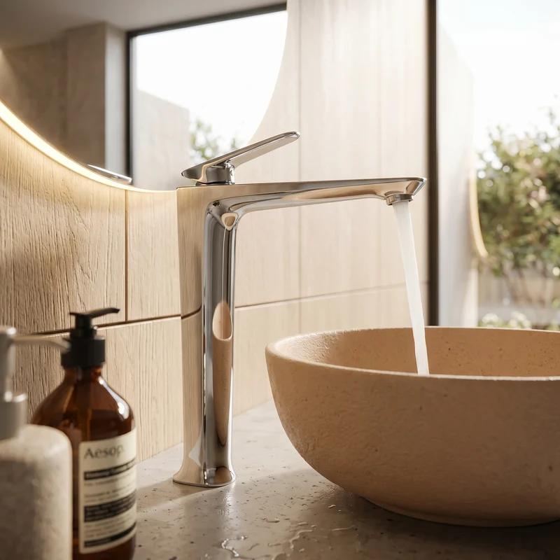 Mitigeur de salle de bain chromé
