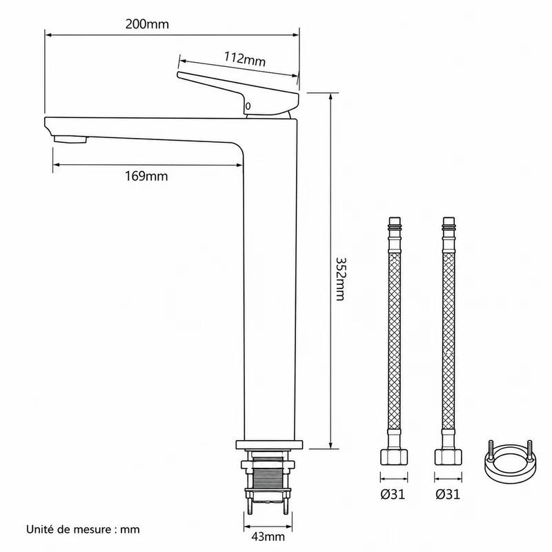 Mitigeur XL vasque or brossé