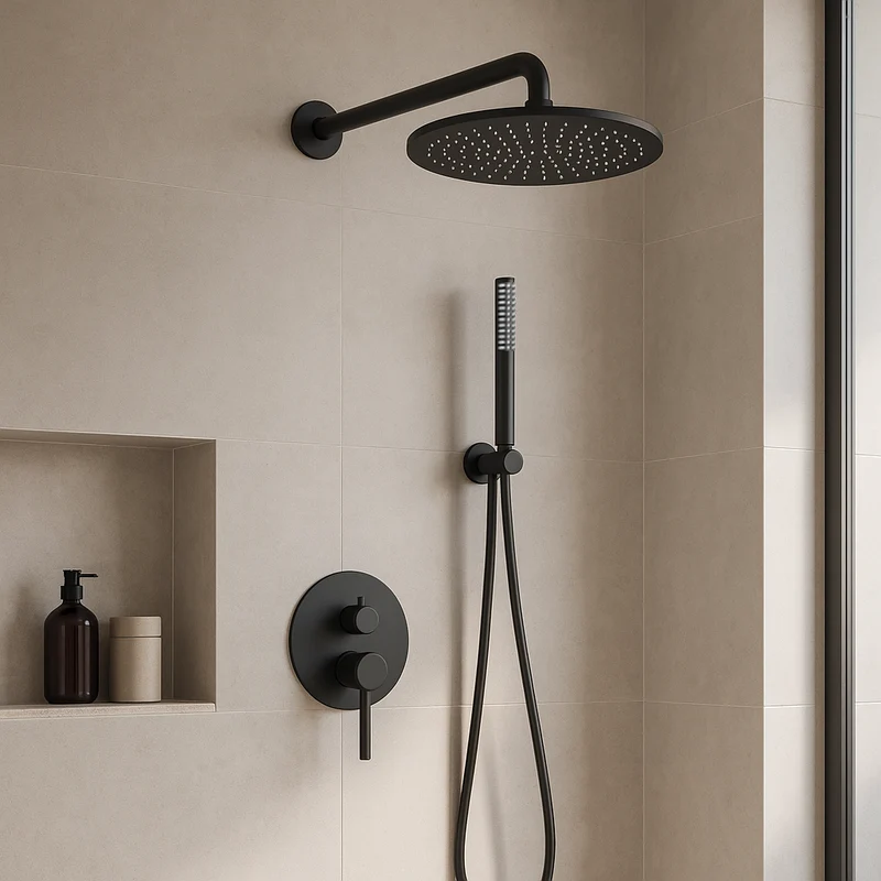 Colonne de douche encastrée noir mate