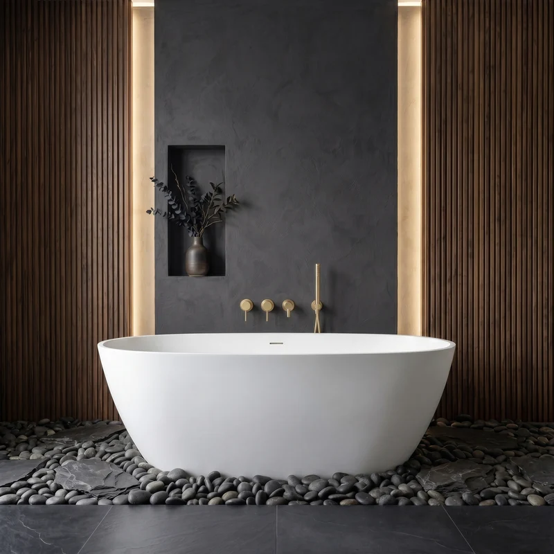 Ensemble de baignoire encastré or brossé