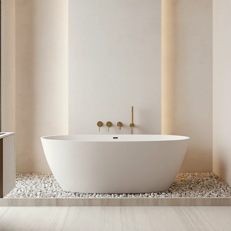 Ensemble de baignoire encastré or brossé