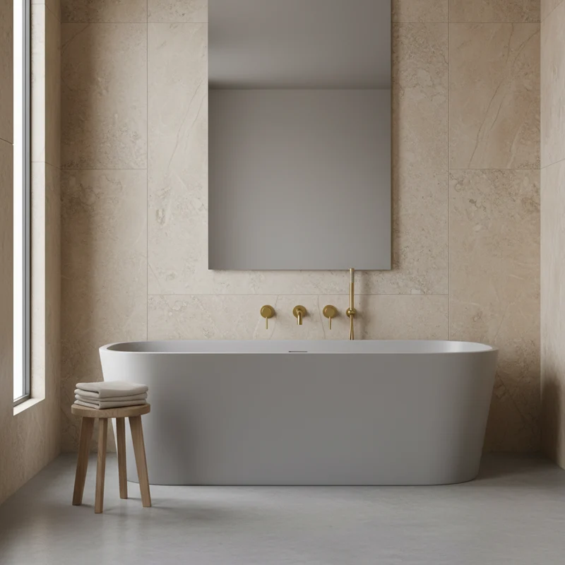 Ensemble de baignoire encastré or brossé