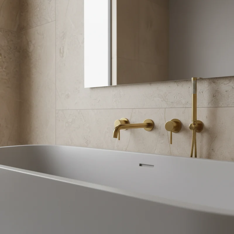 Ensemble de baignoire encastré or brossé
