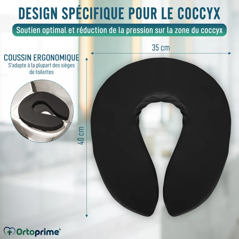 Coussin de Toilette Rembourré avec Housse Amovible et Bandes de Fixation