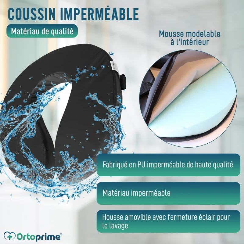 Coussin de Toilette Rembourré avec Housse Amovible et Bandes de Fixation