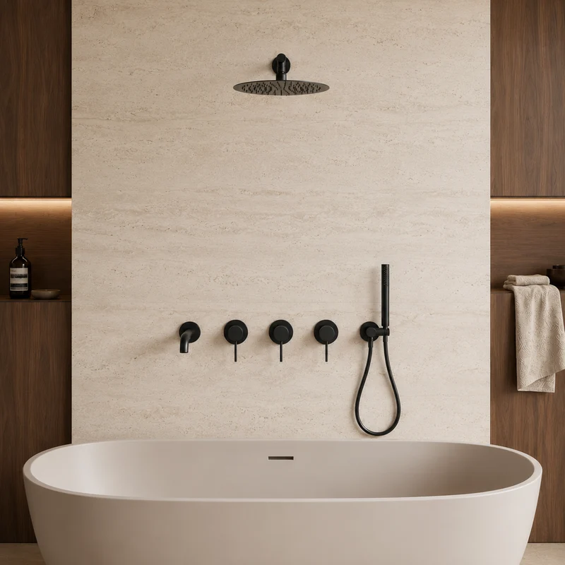Ensemble bain douche noir mate