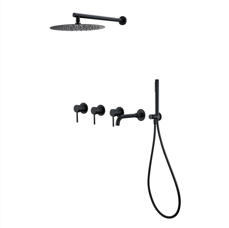 Ensemble bain douche noir mate