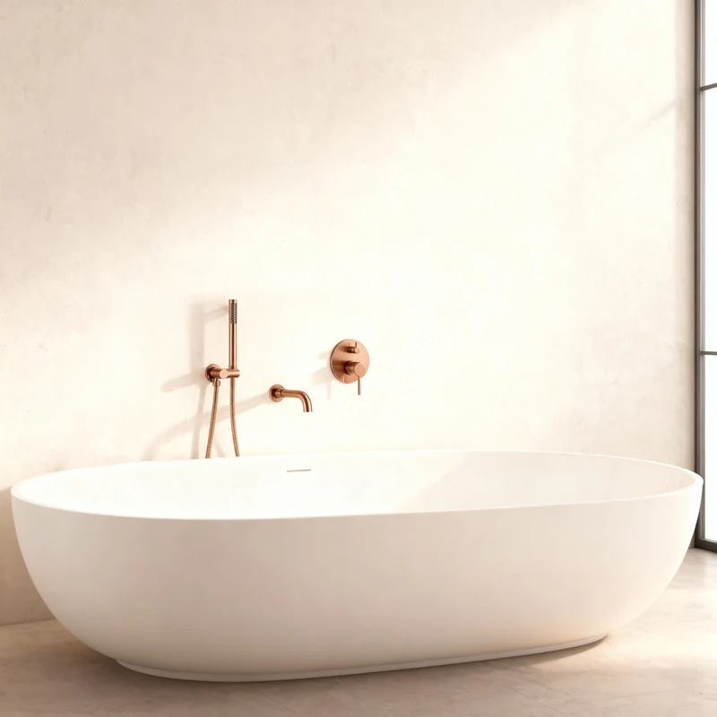Ensemble de bain encastré or rose brossé