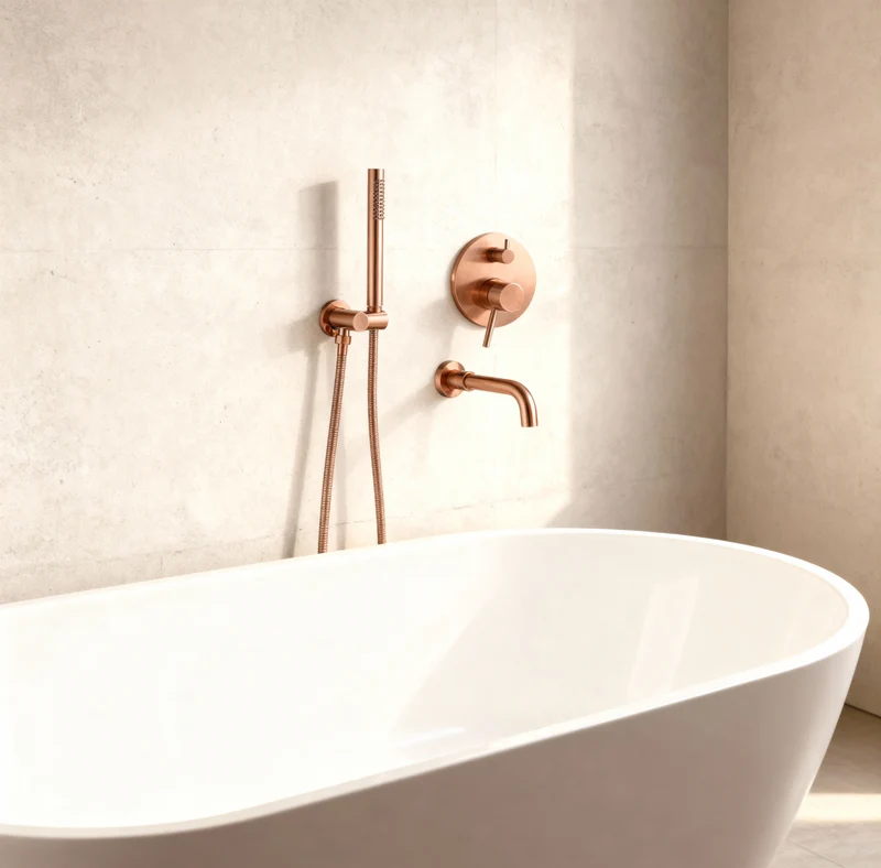 Ensemble de bain encastré or rose brossé