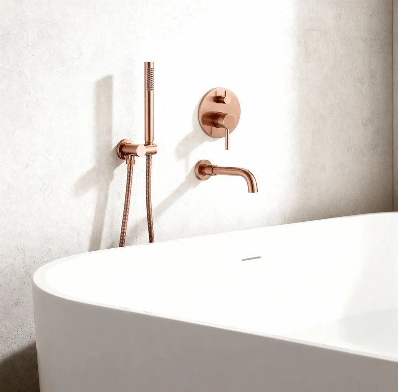 Ensemble de bain encastré or rose brossé