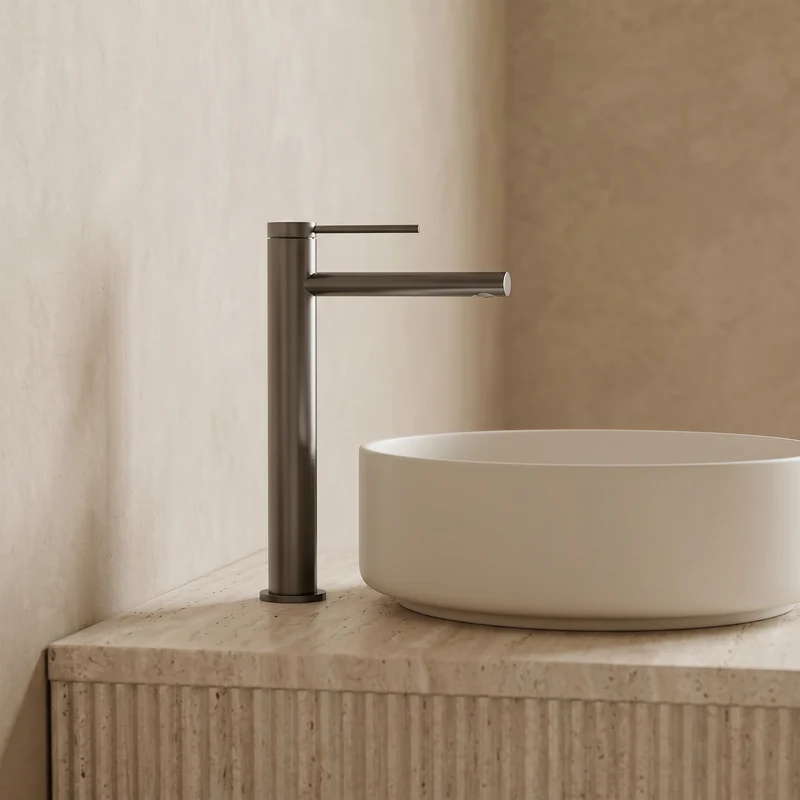 Mitigeur XL pour vasque gris brossé