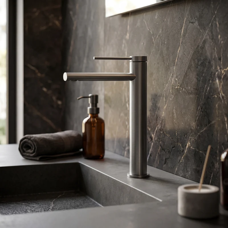 Mitigeur XL pour vasque gris brossé