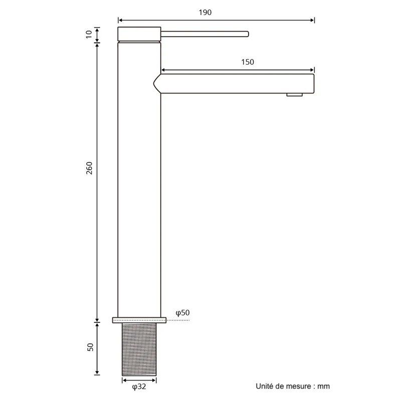 Mitigeur XL pour vasque gris brossé