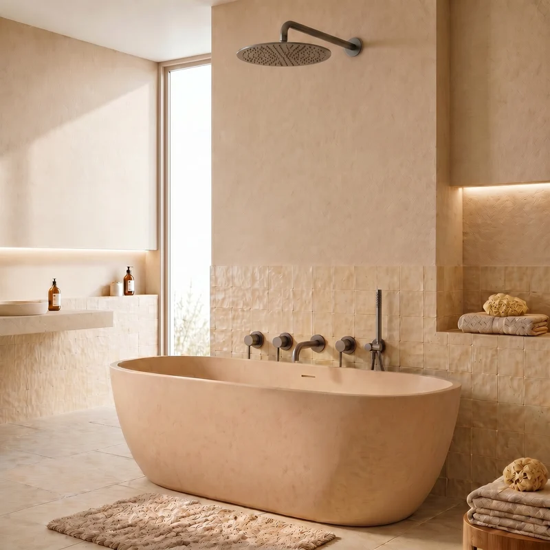 Colonne de douche & bain encastré gris brossé