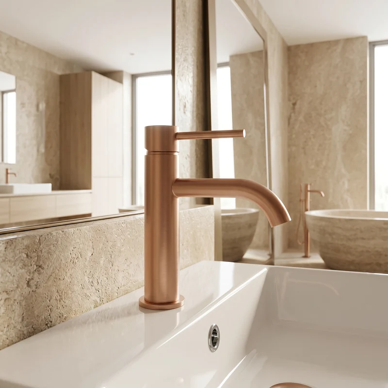 Mitigeur de lavabo or rose brossé