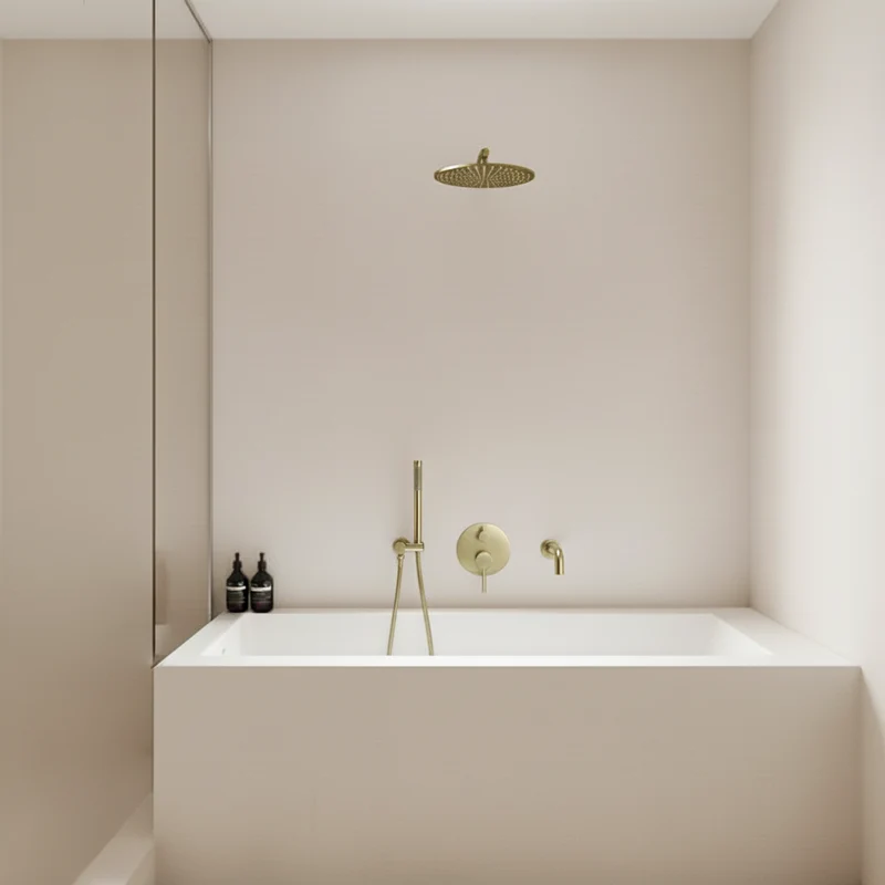 Kit bain douche encastré or brossé