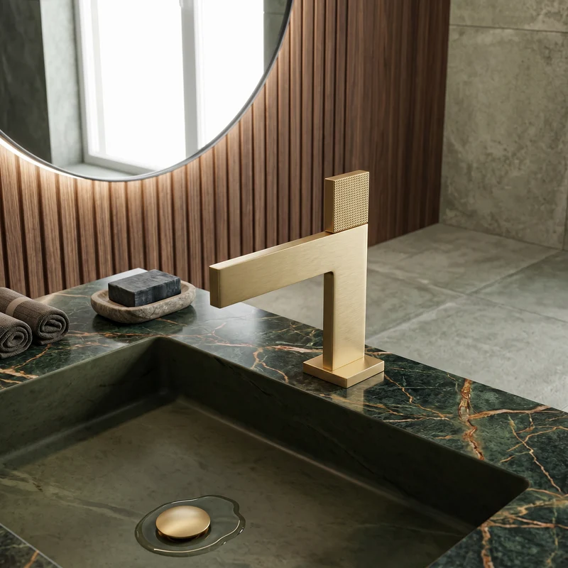 Mitigeur de salle de bain or brossé