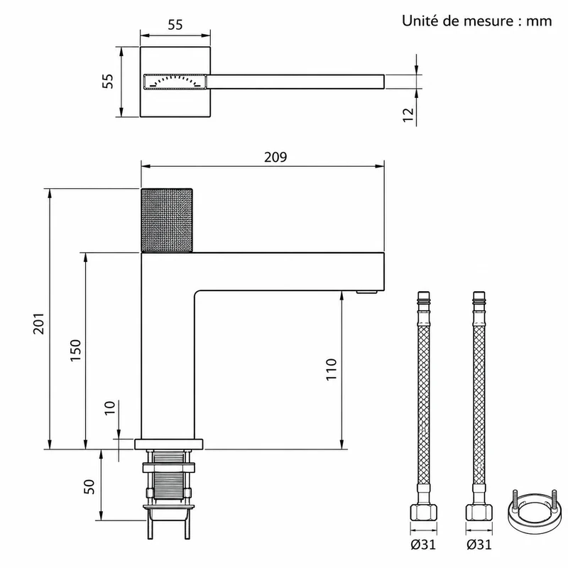 Mitigeur de salle de bain or brossé