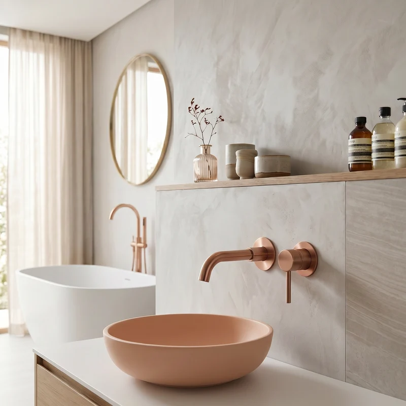 Mitigeur lavabo encastré or rose brossé