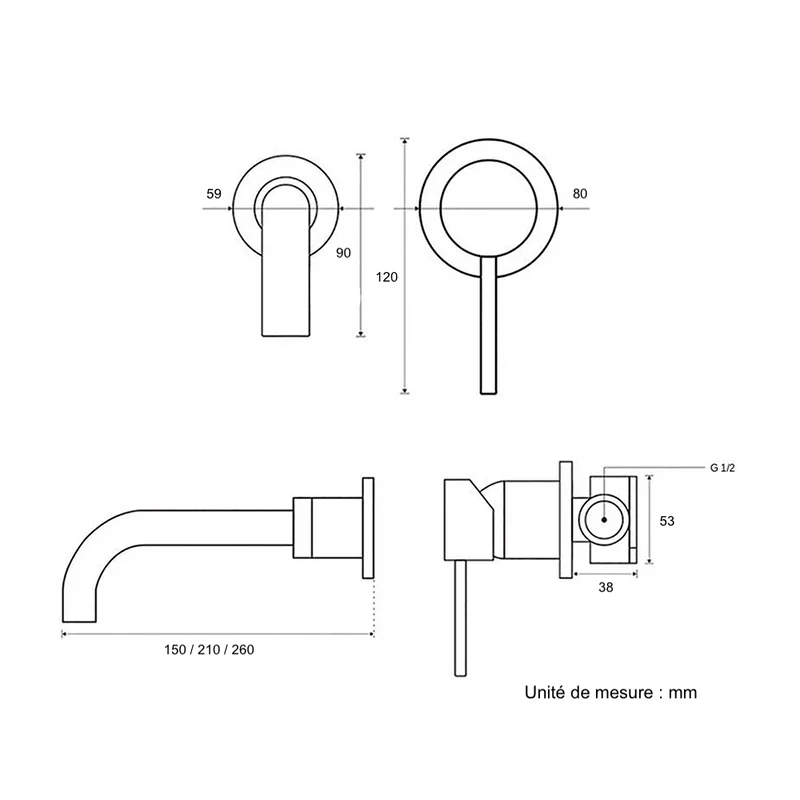 Mitigeur lavabo encastré or rose brossé