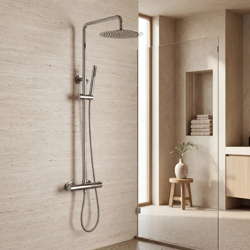 Colonne de douche thermostatique chromée