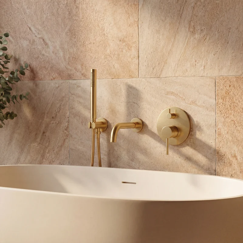 Mitigeur de bain encastré or brossé