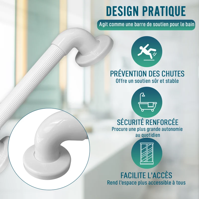 Poignée de Douche Cannelée Multifonctionnelle pour Salle de Bain | 30 cm