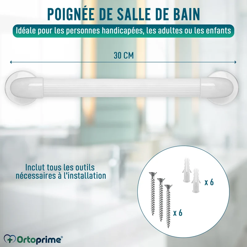 Poignée de Douche Cannelée Multifonctionnelle pour Salle de Bain | 30 cm